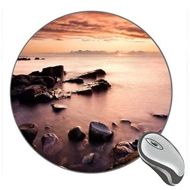 Imagem de Mouse pad redondo Magic Landscape Coast, pôr do sol, mouse pads personalizados