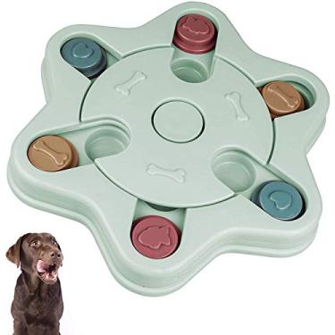 Imagem de 2021 Atualizado? Brinquedos de quebra-cabeça para cães para treinamento de petisco de filhotes, brinquedos interativos para cães para animais de estimação, alimentador lento para gatos e cães, brinquedos de quebra-cabeça para cães pequenos e grandes (hexágonos azuis)
