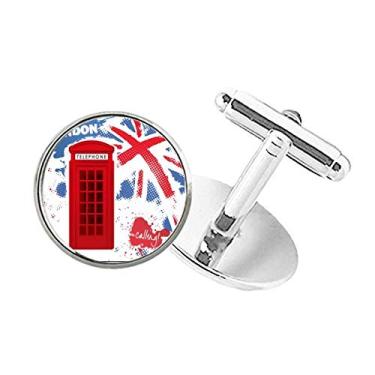 Imagem de DIYthinker Abotoaduras com clipe de botão redondo e bandeira de Londres da Grã-Bretanha, Reino Unido