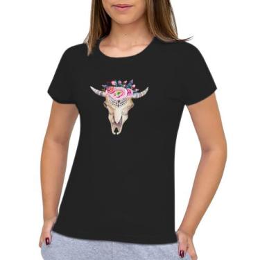 Imagem de Camiseta Casual Country Unissex Crânio C/ Flores - Maravs Confecções