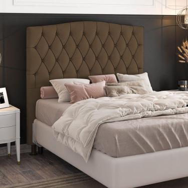 Imagem de Cabeceira Greta Cama Box Casal 140cm Suede Marrom