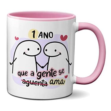 Imagem de Caneca Flork Namorados 1 Ano Que A Gente Se Aguenta Ama (Rosa)