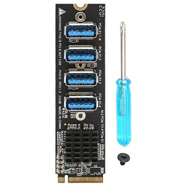 Imagem de Placa de expansão M.2 para PCIe, adaptador PCIE 4 portas M.2 PCIE, placa adaptador antiinterferência forte antiinterferência M.2 para Pcie 4 portas com transmissão estável