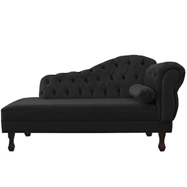 Imagem de Recamier Sofá Divã Com Pés Retro 160X80 - Elã (Suede Preto)