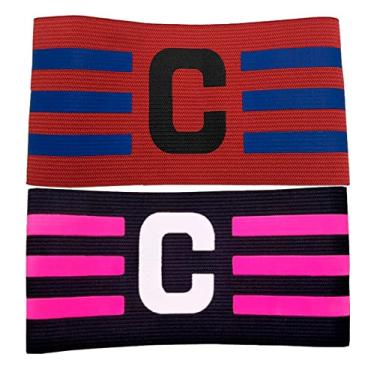 Imagem de Faixa de Capitão Braçadeira de Futebol Pack 2 Unidades Várias Cores Pronta Entrega (Preta e Bordô)