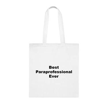 Imagem de Bolsa tote Paraprofissional, a melhor bolsa paraprofissional, presente paraprofissional, bolsa de ombro paraprofissional, bolsas reutilizáveis paraprofissional, ideia de de Natal, Branco