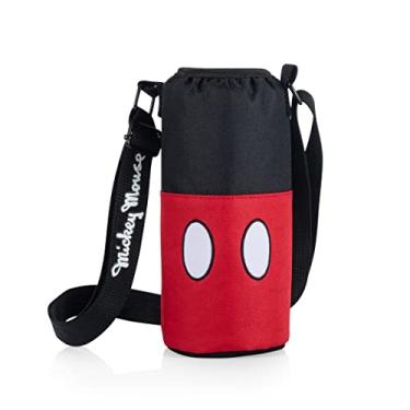 Imagem de PICNIC TIME Disney Mickey Mouse Shorts Cooler para garrafas, suporte para garrafa de água, bolsa térmica para garrafa de água (preto com estampa vermelha)