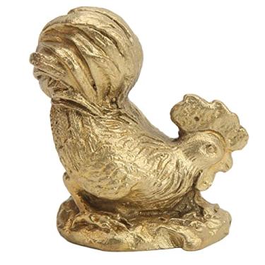 Imagem de Estátua de galo de latão, material de latão feito à mão para serviço pesado estátua de galo detalhes finos para presente para coleção