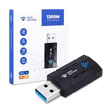 Imagem de WiFi Nation Adaptador WiFi Dongle 1300Mbps WiFi 2.4G/5G Dual Band Mini USB 3.0 802.11ac Adaptador de rede sem fio para PC, desktop, laptop, Windows, MacOS e a maioria das distribuições Linux
