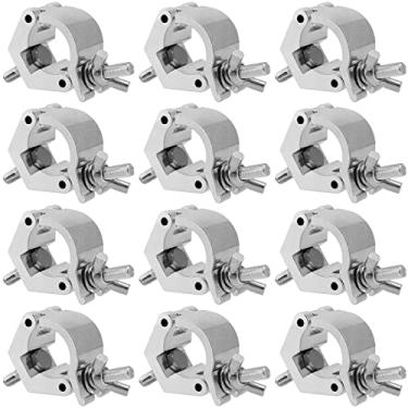 Imagem de KOHAND Pacote com 12 grampos de treliça, braçadeira de iluminação de palco de liga de alumínio, braçadeira de treliça resistente para iluminação de DJ, luzes de par, adequado para tubo/tubo OD de 3,5 a 3,5 cm, capacidade de carga de 1,18 kg