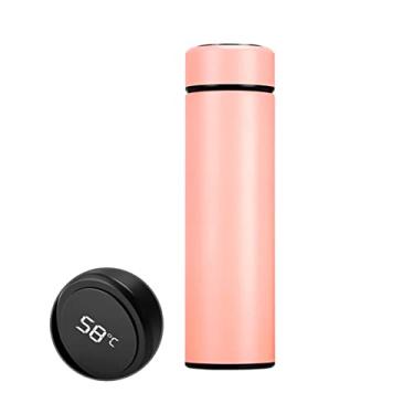 Imagem de Garrafa Térmica de Aço 500ml Com Sensor de Medida de Temperatura de LED Touch Portátil Inoxidável Copo Isolado Premium Água Chá Café PREMIUM SYANG (ROSA)