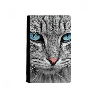 Imagem de Porta-passaporte cinza gato animal olho selvagem olhos azuis notecase burse capa carteira porta-cartão, Multicolor