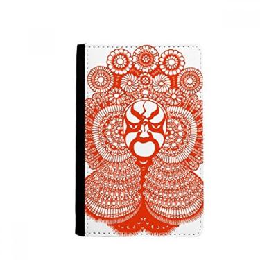 Imagem de Porta-passaporte com cabeça de ópera chinesa arte em corte de papel vermelho notecase burse carteira porta-cartões, Multicolor