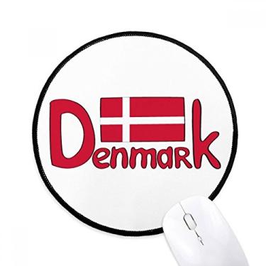 Imagem de DIYthinker Demark National Flag Tapete de mouse padrão vermelho desktop escritório tapete redondo para computador
