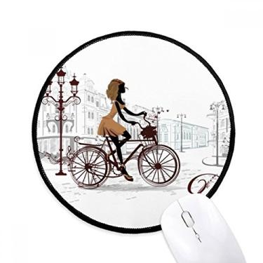 Imagem de DIYthinker Bicycle Lady França ilustração padrão mouse pad desktop escritório tapete redondo para computador