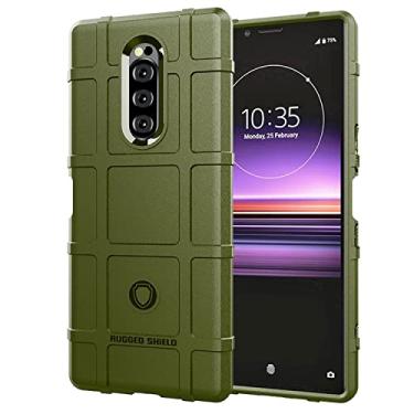 Imagem de Caso de capa de telefone de proteção Capa de silicone à prova de choque à prova de choque de silicone Sony Xperia 1 / Xperia Xz4, Tampa do protetor com forro fosco (Color : Army Green)