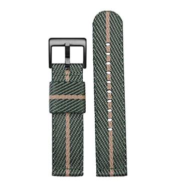 Imagem de JWTPRO Pulseira de relógio de nylon tecida moda para Omega Seahorse 300 lona engrossada pulseira esportiva 18mm 20mm 22mm 24mm (cor: verde bege preto, tamanho: 24mm)