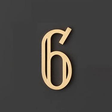 Imagem de 3D Bronze Dourado Placa Casa Números 6cm Parede Villa Hotel Placas Porta Adesivo Oco Número Escritório Dormitório Digital Figuras Decoração Quintal Rua Sinal Endereço Caixa Correio (6)
