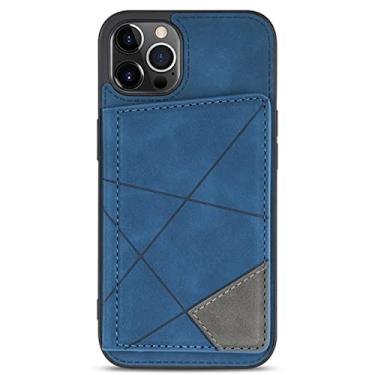 Imagem de Estojo de couro tipo carteira de luxo para iPhone 13 12 11 Pro 6 7 8 Plus X XR XS Max Stand Cover Slots para cartão, azul escuro, para iPhone XR