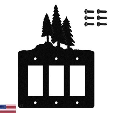 Imagem de Placa de parede de 3 pinheiros, Triple Rocker (GFCI), Black