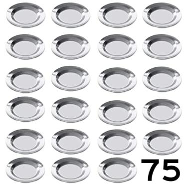 Imagem de Kit 75 Pratos Alumínio Polido Reforçado para Merenda Escolar