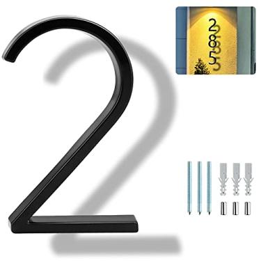 Imagem de Covanm Número de casa flutuante preto, montagem flutuante de 12,7 cm, números 2 (TWO)