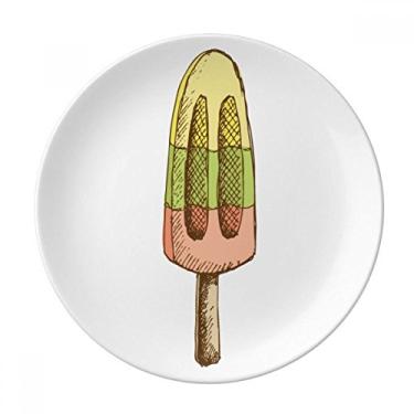 Imagem de Prato de sorvete verde amarelo vermelho picolé decorativo de porcelana salver louça de jantar