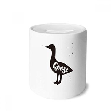 Imagem de DIYthinker Caixa de dinheiro de animal preta e branca de ganso caixa de cerâmica porta-moedas presente de cofrinho