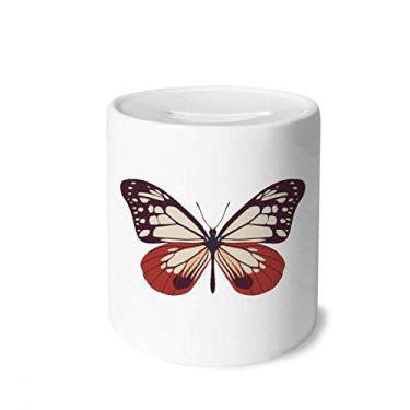Imagem de DIYthinker Espécime de borboleta em caixa de dinheiro rosa pálido e vermelho porta-moedas de cerâmica presente de cofrinho