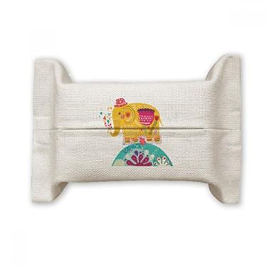 Imagem de Red Hat Nation Elefante rosa colorido capa de papel para lenços faciais bolsa de linho de algodão