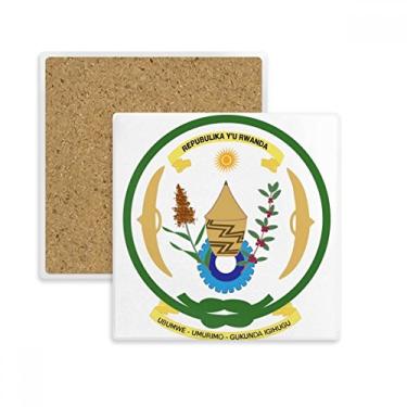 Imagem de Porta-copos quadrado com emblema nacional da África do Ruanda Porta-copos com pedra isolante