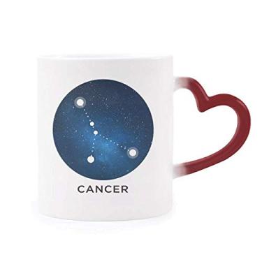 Imagem de Caneca de morfar com signo do zodíaco da Constelação de câncer sensível ao calor com coração vermelho