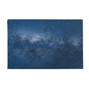 Imagem de DIYthinker Tapete antiderrapante para porta de banheiro Dark Galaxy Blue Stars Clouds