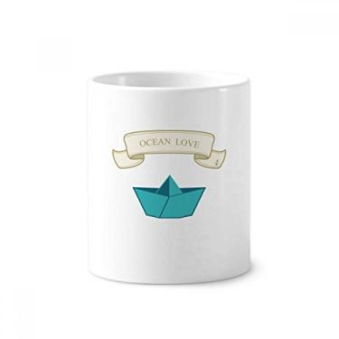 Imagem de Suporte de caneta para escova de dentes para barco, barco, oceano, amor, mar, velejar, caneca, suporte de cerâmica, copo lápis