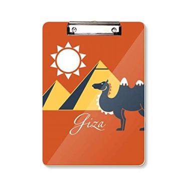 Imagem de Prancheta com estampa de camelo da pirâmide do Egito, pasta, placa de apoio A4