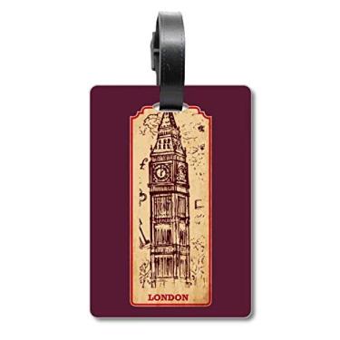 Imagem de Big Ben England Landmark Flag Mark Pattern Bagagem Etiqueta Bagagem Cartão de Bagagem Scutcheon Etiqueta