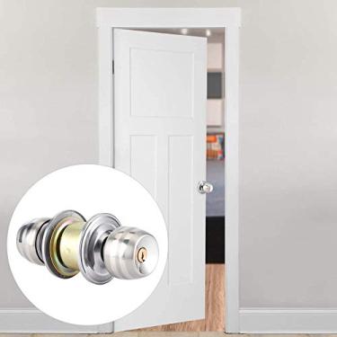 Imagem de Maçaneta da porta externa com fechadura, Maçaneta da porta de aço inoxidável durável com fechadura, ferragens de porta para móveis de escritório Home