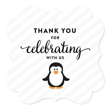 Imagem de Etiquetas de presente Andaz Press Birthday Fancy Frame, Animal Penguin