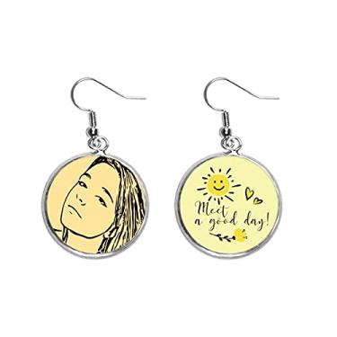 Imagem de Brinco simples ocidental Vogue frágil retrato gota sol flor joia moderna