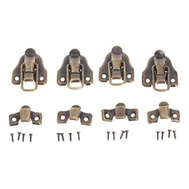 Imagem de 4 pcs móveis hardware ferro alternar trinco pequena caixa de madeira hasp trinco caixa de jóias cadeado caixa de presente antigo fivela de gaveta de latão YYDFPIIA