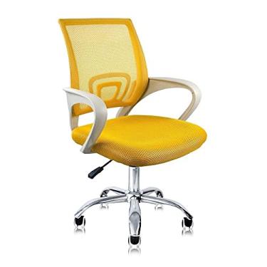 Imagem de Cadeira de Escritório Secretária Base Cromada com Rodinha Fortt Lisboa Amarela - CSF02-AM