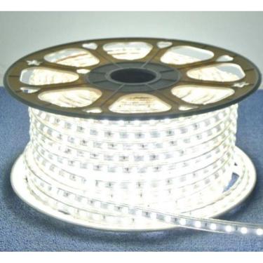 Imagem de Mangueira Fita LED Chata 5050 50 metros 110v Branco Frio + 3 conector