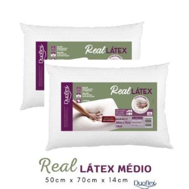 Imagem de Kit 2 Travesseiros Real Látex 50X70cm Antiácaros Lavável - Duoflex