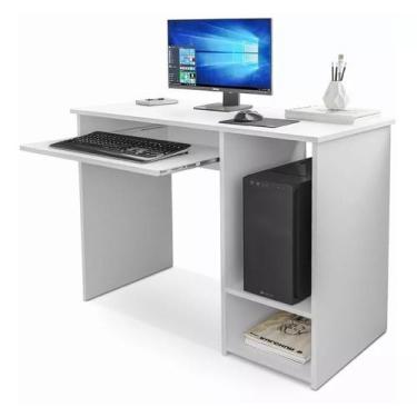 Imagem de Mesa Escrivaninha Branca Para Notebook Computador Com Espaço Cpu Supor