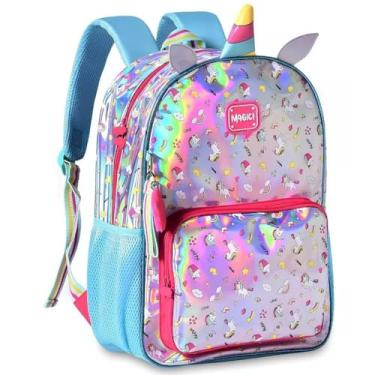 Imagem de Mochila Escolar, Infantil, Holográfica Magic, Grande, Azul, Clio