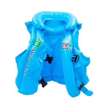 Imagem de Boia Infantil Colete Salva Vidas Praia Piscina Inflável Criança Premium STEP C Flutuador Com Presílias (Azul)