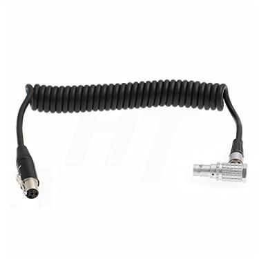 Imagem de HangTon 12V TVLogic Alphatron EVF Monitor Cabo de alimentação enrolado ângulo reto 2 pinos para Mini XLR 4 pinos