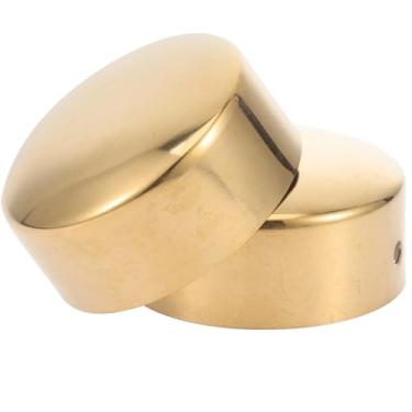 Imagem de Uonlytech Tampas de extremidade de corrimão de madeira 2 peças de aço inoxidável redondo plugues de extremidade de trilhos de escada degraus tampa de extremidade de trilho de mão acessórios para