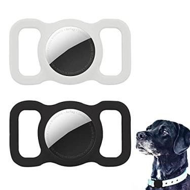 Imagem de Capa protetora compatível com AirTag 2021, 2 unidades de silicone para rastreador de GPS, coleira para cães e gatos, suporte de alça para animais de estimação, leve, antiarranhões,