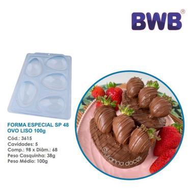 Imagem de Forma especial p/ ovo de pascoa liso 100g 3 partes c/ silicone  bwb 3615 sp 48
